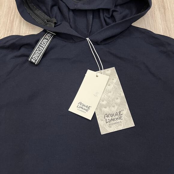 Acqua & Limone Oversized Hoodie Dress Black Graphic FOHR Made in Italy One Size - Picture 5 of 13